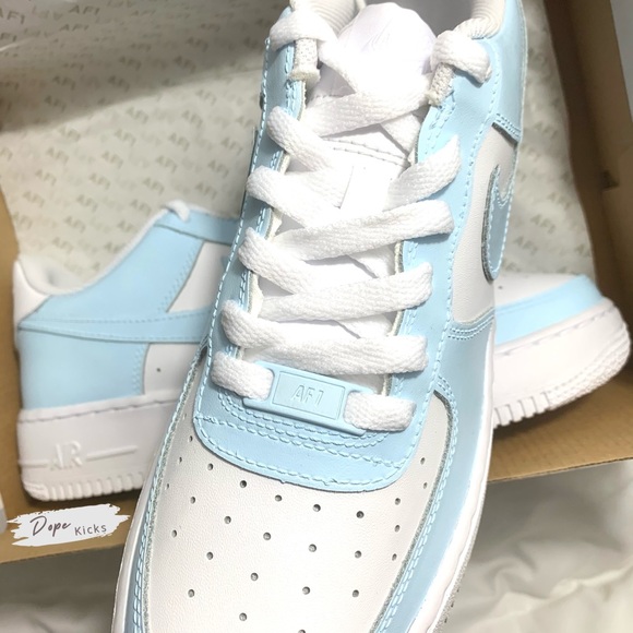 Light Blue Custom Air Force 1 Shoes - Picture 2 of 4